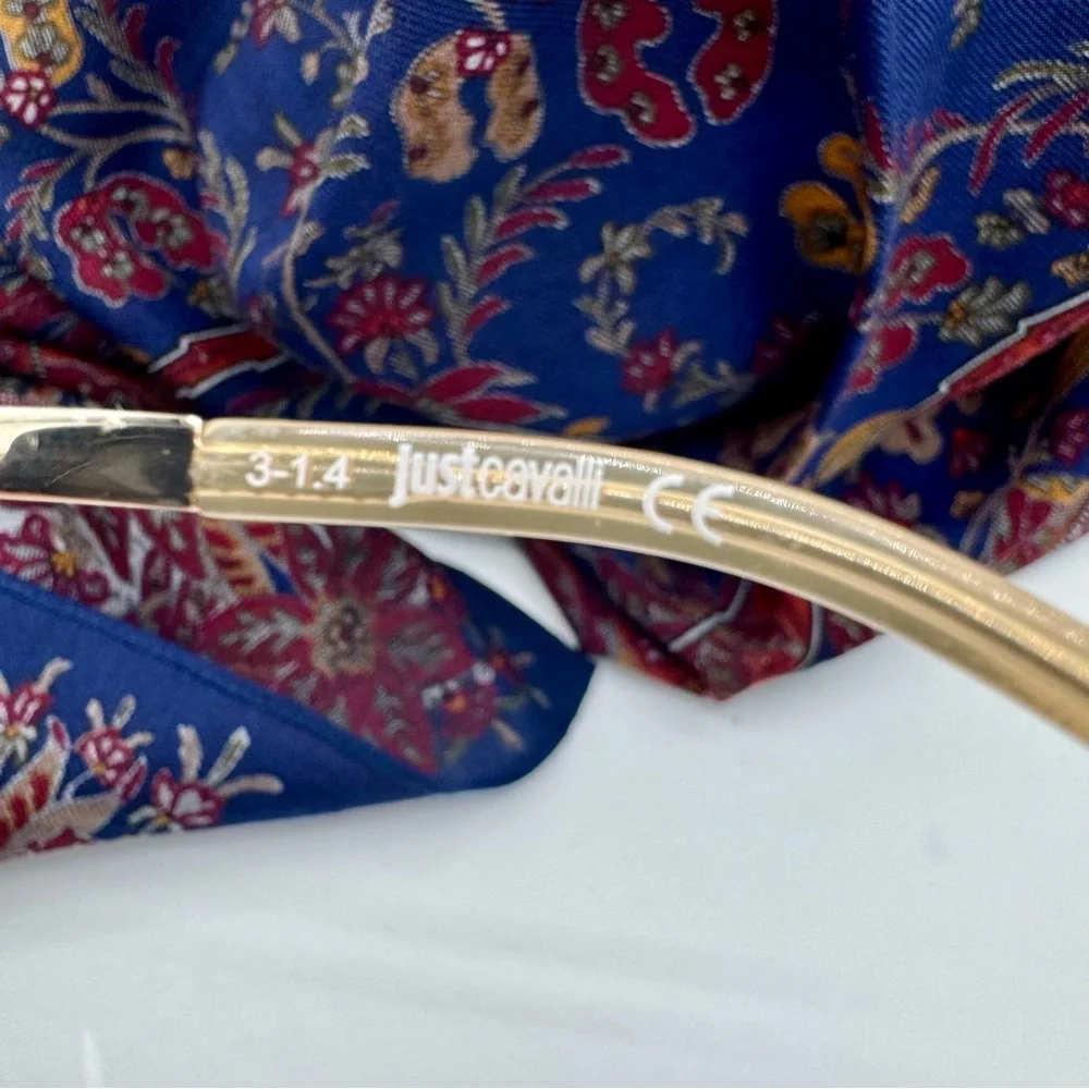 Y2K Just‎ Cavalli Sunglasses Cream with Goldtone snake Mob-wife Resort Glam VTG